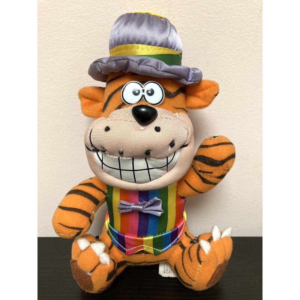 Play By Play 1997 Grinning Tiger Rainbow Shirt Plush Stuffed Animal Toy Vintage - Picture 1 of 10
